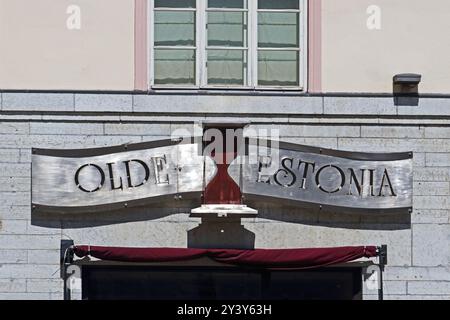 Old Estonia sign over doorway, Tallinn Stock Photo