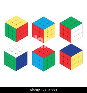 Colorful Brain Game Cube Puzzle design Stock Vector