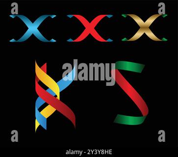 Unique Letter X and S Golden Logo Stock Vector