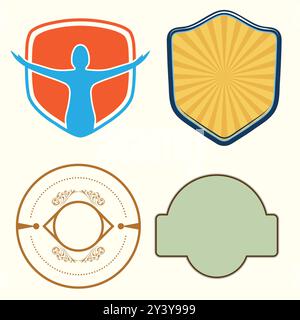 Business Shield Badge Logo design Shape Stock Vector