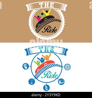 Funny Riding for Kids Logo design Stock Vector