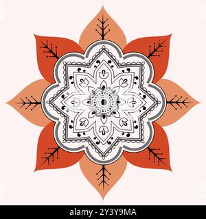Retro Floral Mandala fabric background Stock Vector