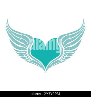 Tribal Tattoo Heart with Wings Stock Vector