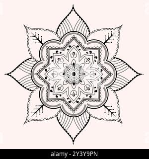 Retro Floral Mandala fabric background Stock Vector