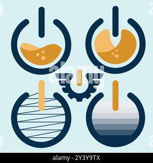 Variation of Power button Startup circle icon Stock Vector