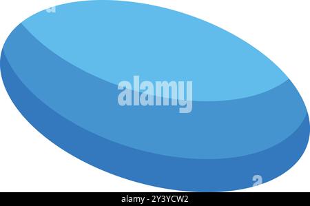 Blue oval pill lying on a white background Stock Vector