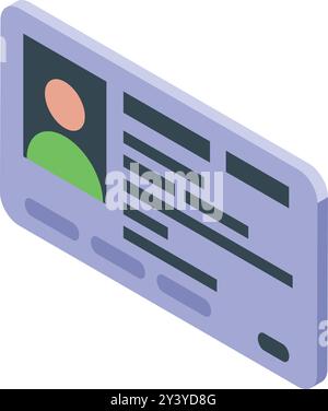 Modern driver license isometric icon representing personal identification document for driving and official purposes Stock Vector