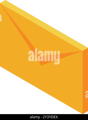 Yellow envelope isometric icon represents sending a letter or document Stock Vector