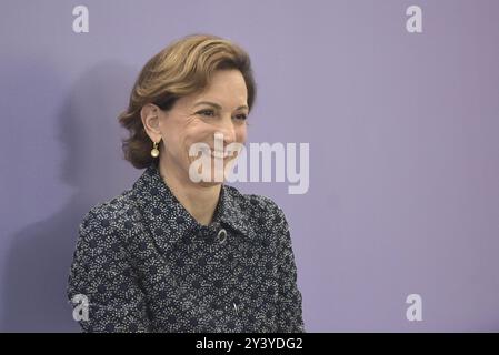 Non Exclusive: KYIV, UKRAINE - SEPTEMBER 12, 2024 - Polish-American historian, writer and journalist, moderator Anne Applebaum is seen during a panel Stock Photo