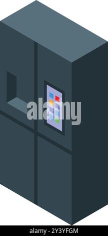Modern smart refrigerator featuring touch screen display, isometric view Stock Vector