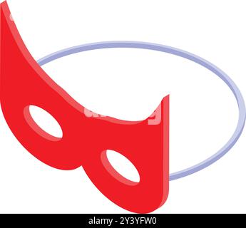 This red carnival mask isometric icon represents the excitement and mystery of a masquerade party Stock Vector