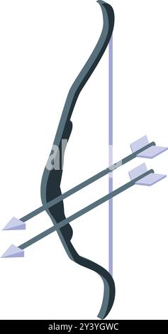 Hunting bow with arrows aiming for the perfect shot isometric icon isolated on white background Stock Vector