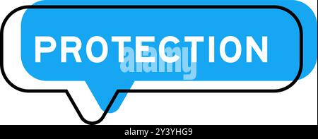 Speech banner and blue shade with word protection on white background Stock Vector