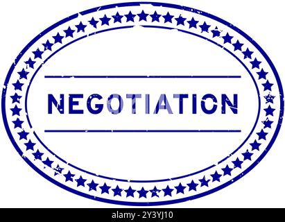 Grunge blue negotiation word oval rubber seal stamp on white background Stock Vector