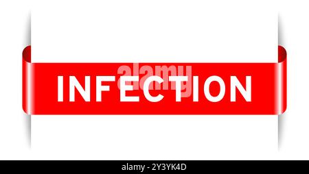 Red color inserted label banner with word infection on white background Stock Vector