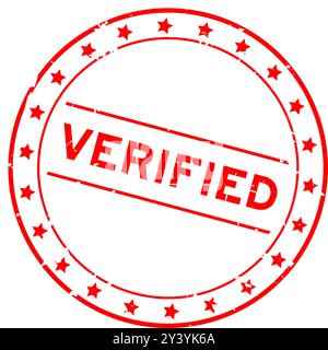 Grunge red verified word round rubber seal stamp on white background Stock Vector