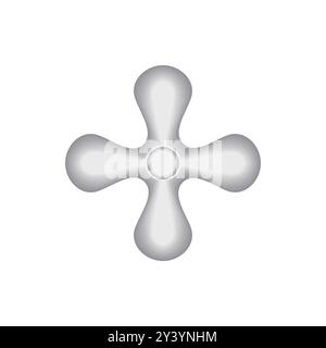 Vector image of a star-shaped object featuring a central screw, isolated on white. Stock Vector