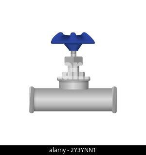 Vector image of a metallic pipe valve with a red handle, isolated on ...