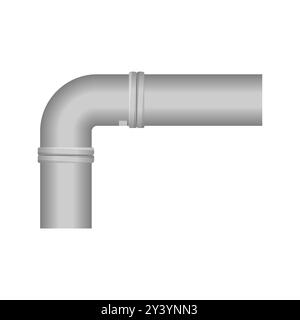 Vector image of a metallic Y-shaped pipe connector, isolated on white background. Stock Vector