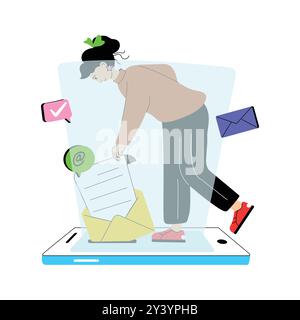 Premium design flat illustration of customer mail, represent the email services Stock Vector