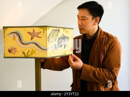 Perfetti gallery, 52 Caledonian Road, London, UK. 15th Sept 2024.  London Design Festival: The Colours of Time: A new Chinese Aesthetic in Craft. Pictured, Corner Set: The Floor Lamp 2024, and cushion series 2024, by Yu Yang. Credit: Matthew Chattle/Ģ����ý Live News Stock Photo