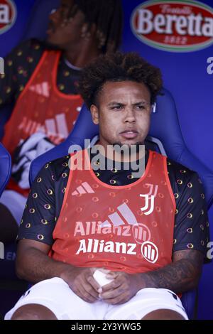 Juventus' American midfielder Weston McKennie controls the ball during the Serie A football