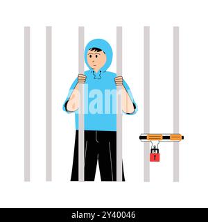 Captivating flat illustration of criminal in modern style Stock Vector