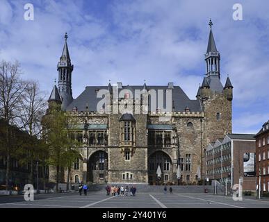 Historical City Hall in the Old Townof Aachen, North Rhine, Westphalia, Germany. Historical City Hall in the Old Town of Aachen, North Rhine, Westphal Stock Photo