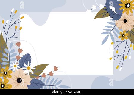 Blank Frame Decorated With Abstract Modernized Forms Flowers And Foliage Stock Photo