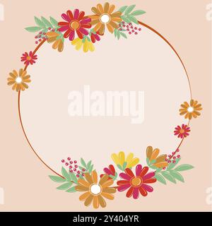 Blank Frame Decorated With Abstract Modernized Forms Flowers And Foliage Stock Photo