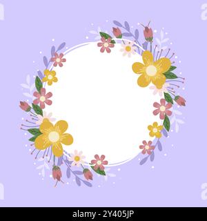 Blank Frame Decorated With Abstract Modernized Forms Flowers And Foliage Stock Photo