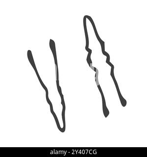 Hairpin and hair clip. Hairdressing equipment line sketch. Professional tools. Hand drawn doodle icons. Stock Vector