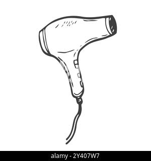 Vector hair dryer doodle icon Stock Vector