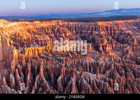 Bryce Amphitheater shortly after sunrise in Bryce Canyon National Park, Utah Stock Photo