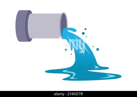 clean water flows from the pipe. flowing water Stock Vector