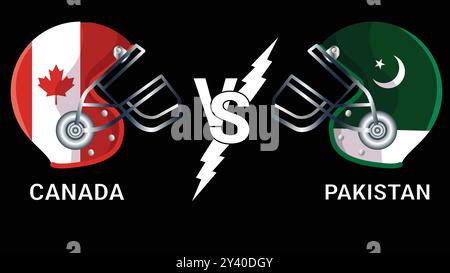 Canada vs Pakistan 3D Cricket Illustration. Vector Flags for Canada vs Pakistan Match. Cricket Helmet Illustration: Canada vs Pakistan Stock Vector