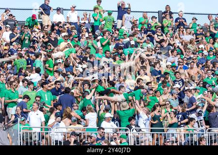 West Lafayette, Indiana, USA. 14th Sep, 2024. during NCAA football game action between the Notre Dame Fighting Irish and the Purdue Boilermakers at Ross-Ade Stadium in West Lafayette, Indiana. John Mersits/CSM/Alamy Live News Stock Photo