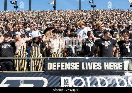 West Lafayette, Indiana, USA. 14th Sep, 2024. Purdue student section during NCAA football game action between the Notre Dame Fighting Irish and the Purdue Boilermakers at Ross-Ade Stadium in West Lafayette, Indiana. John Mersits/CSM/Alamy Live News Stock Photo