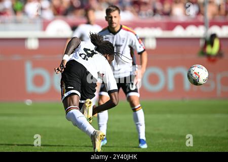 Kialonda Gaspar (Lecce) during the Italian Serie A match between Torino 0-0 Lecce at Olimpic Stadium on September 15, 2024 in Torino, Italy. Credit: Maurizio Borsari/AFLO/Alamy Live News Stock Photo