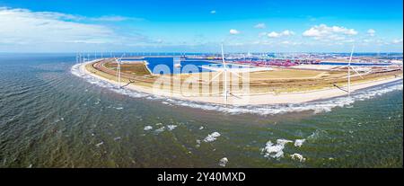 Aerial panorama from industry in Rotterdam harbor in the Netherlands Stock Photo