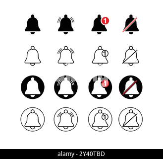 Notification icon set , notification and alert icon set design template Stock Vector