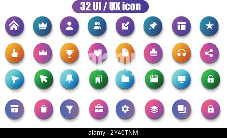 Ui UX icon set, Vector icon set, Web icon set design Stock Vector