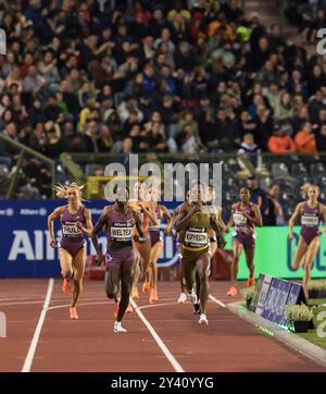 Diribe Welteji of Ethiopia and Faith Kipyegon of Kenya competing in the women’s 1500m at the Memorial Van Damme Diamond League athletics finals at the Stock Photo