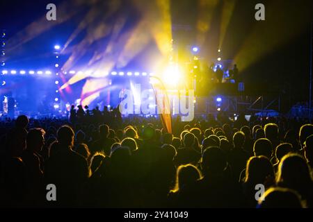 Stage lights as defocus bokeh background at a music concert Stock Photo