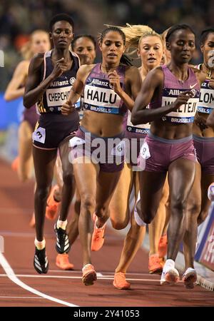 Freweyni Hailu of Ethiopia competing in the women’s 1500m at the Memorial Van Damme Diamond League athletics finals at the King Baudouin Stadium in Br Stock Photo