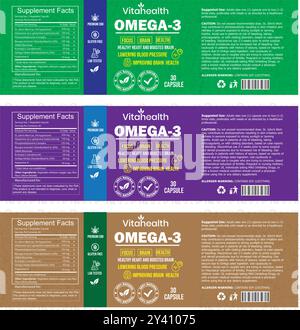 Supplement Label Design Template, Vitamin Label Design Template,Design,Vitamin Stock Vector