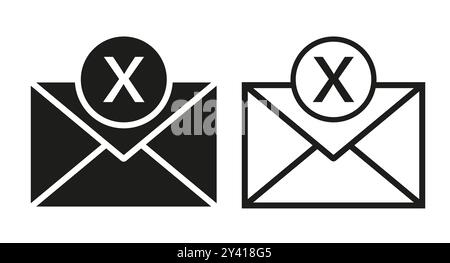 No or Stop. Reject mail icon. Delete message sign. Decline web letter. Prohibited ban stop symbol. No reject mail icon. Vector Stock Vector