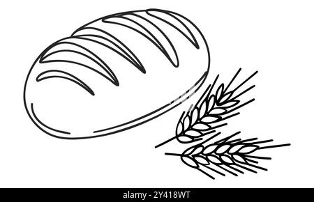 Freshly baked bread Continuous one line drawing. Stock Vector