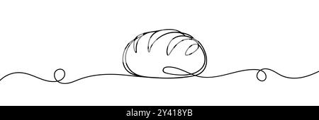 Freshly baked bread Continuous one line drawing. Stock Vector