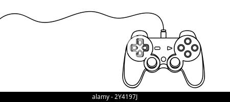 Game controller continuous one line drawing outline vector illustration. Stock Vector